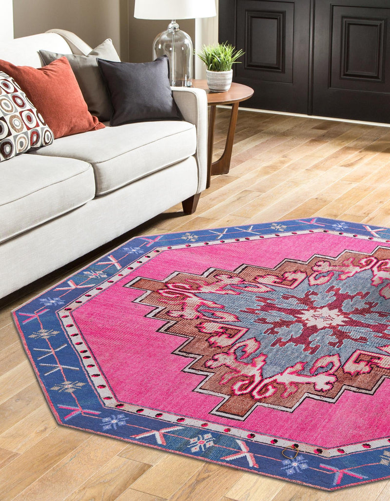Heritage Elegance Collection Area Rug -  Winterthur (Fuchsia) Octagon Fuchsia  lifestyle 27