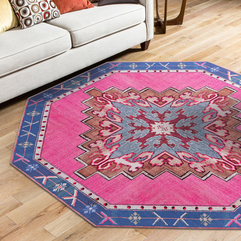 Heritage Elegance Collection Area Rug -  Winterthur (Fuchsia) Octagon Fuchsia  lifestyle 80
