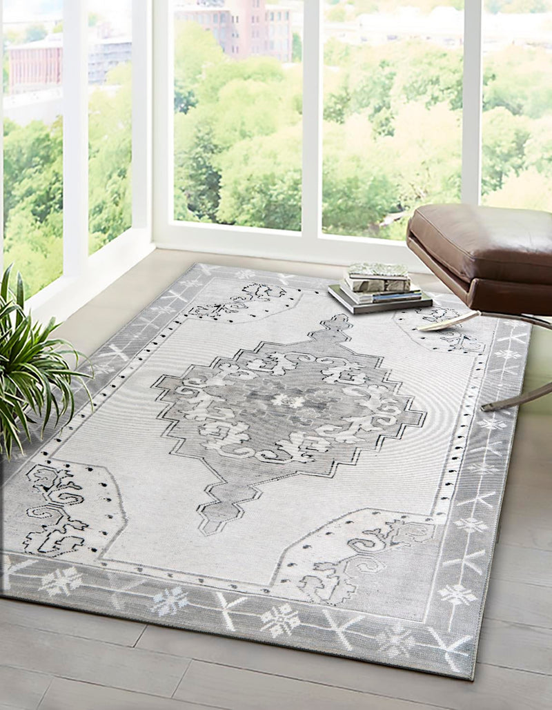 Heritage Elegance Collection Area Rug -  Winterthur (white Gray) Rectangle white Gray  lifestyle 2
