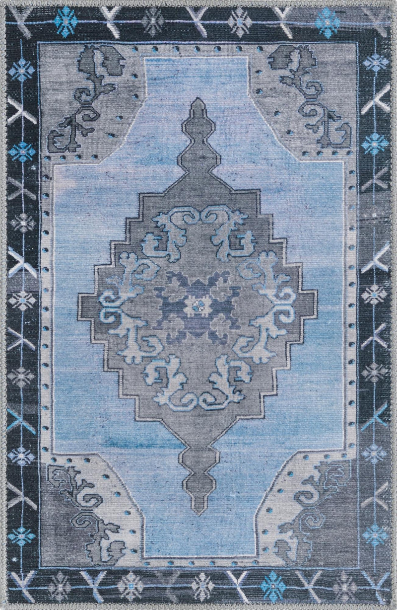 Heritage Elegance Collection Area Rug -  Winterthur (Blue Gray) Rectangle Blue Gray Main
