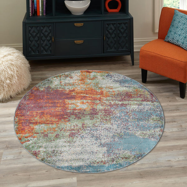 Arcadia Rugs Collection Area Rug -  Avalon Round Multi  lifestyle 78
