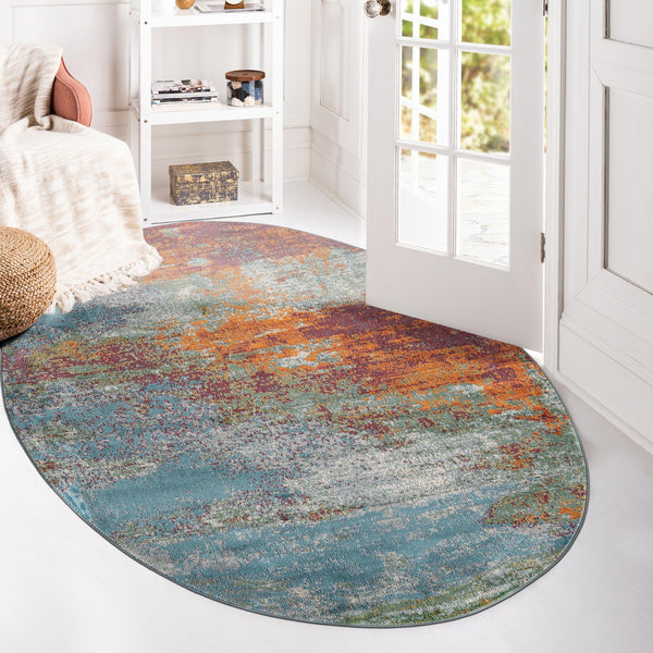 Arcadia Rugs Collection Area Rug -  Avalon Oval Multi  lifestyle 80