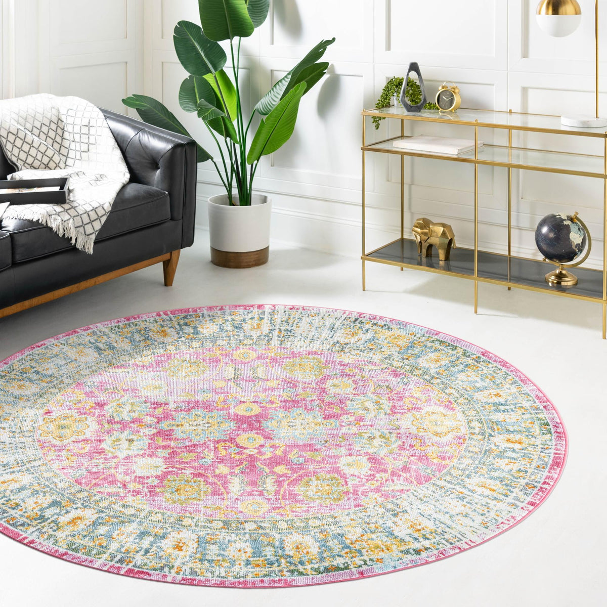 Arcadia Rugs Collection Area Rug -  Shangri-La Round Pink  lifestyle 84