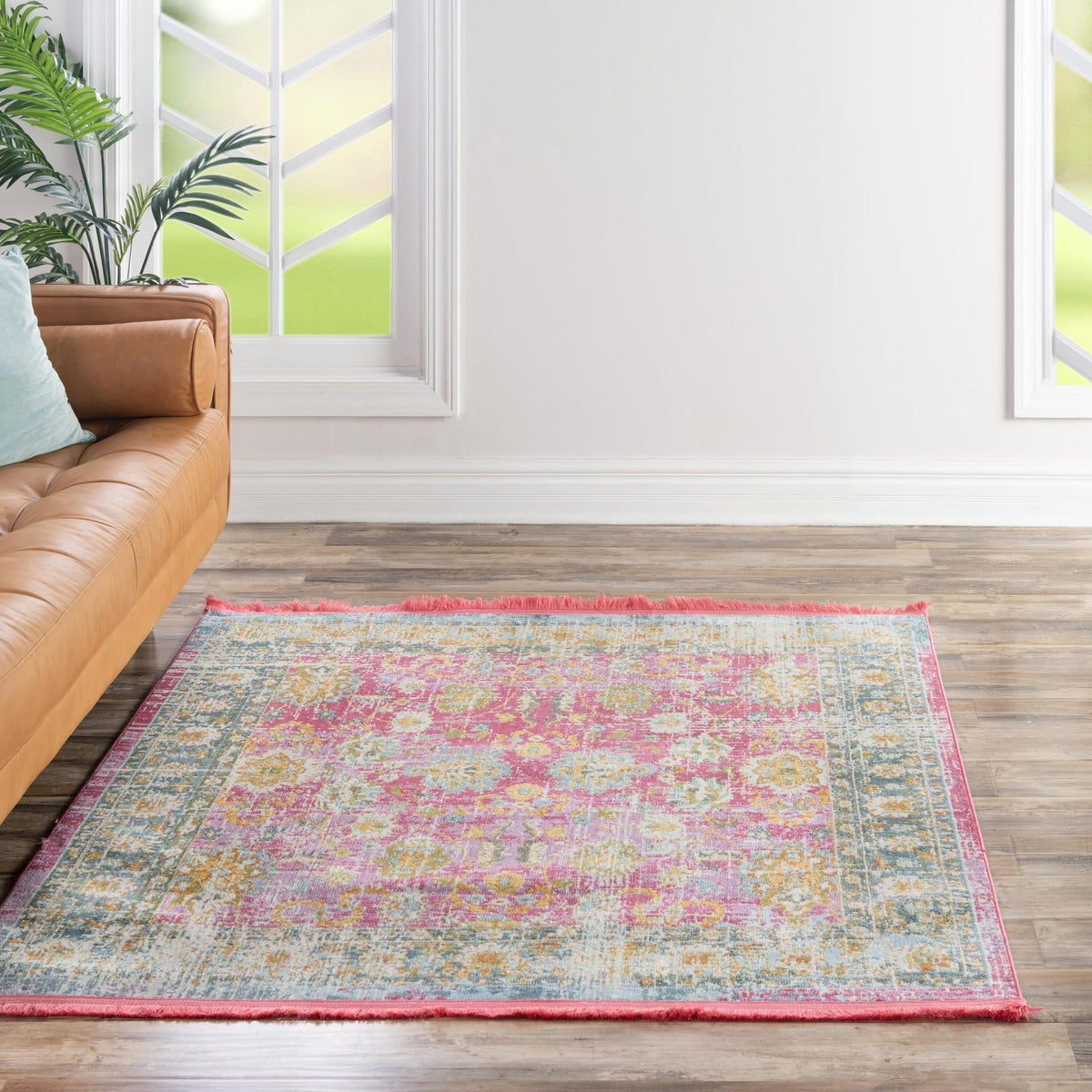 Arcadia Rugs Collection Area Rug -  Shangri-La Square Pink  lifestyle 85