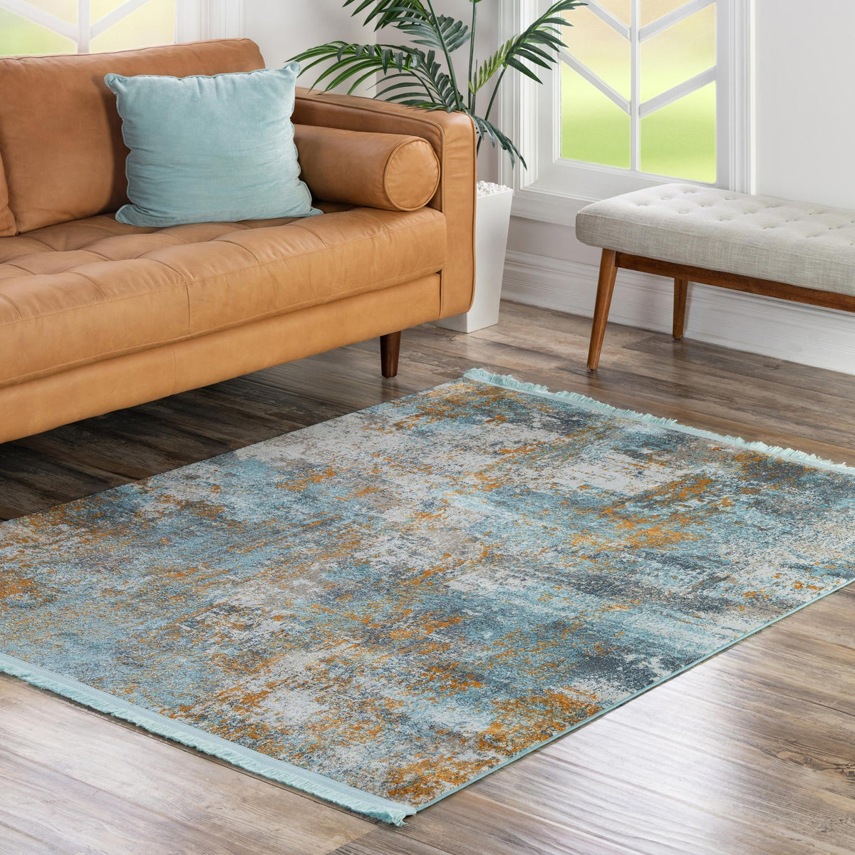 Arcadia Rugs Collection Area Rug -  Nirvana Square Cream Blue  lifestyle 80