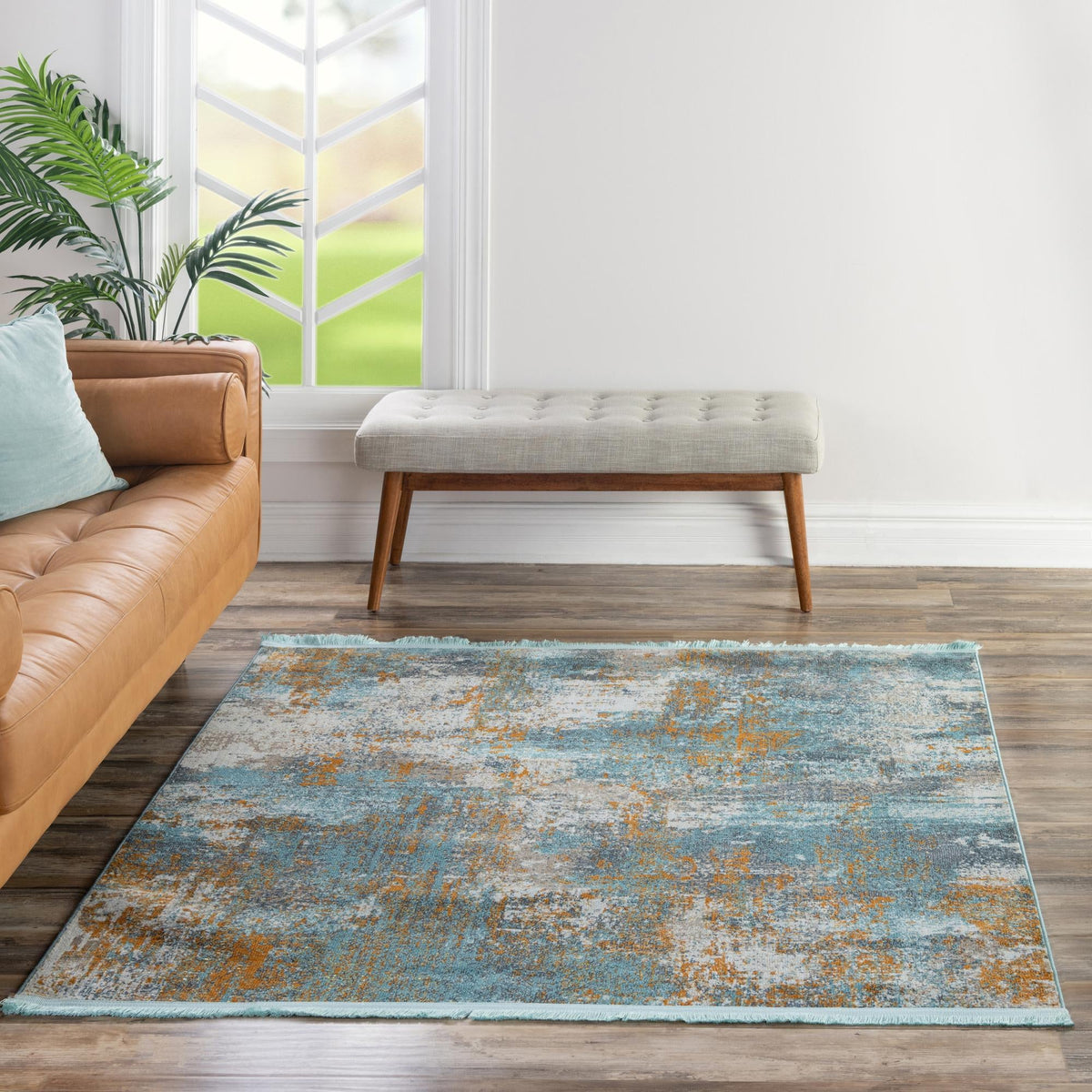 Arcadia Rugs Collection Area Rug -  Nirvana Square Cream Blue  lifestyle 84