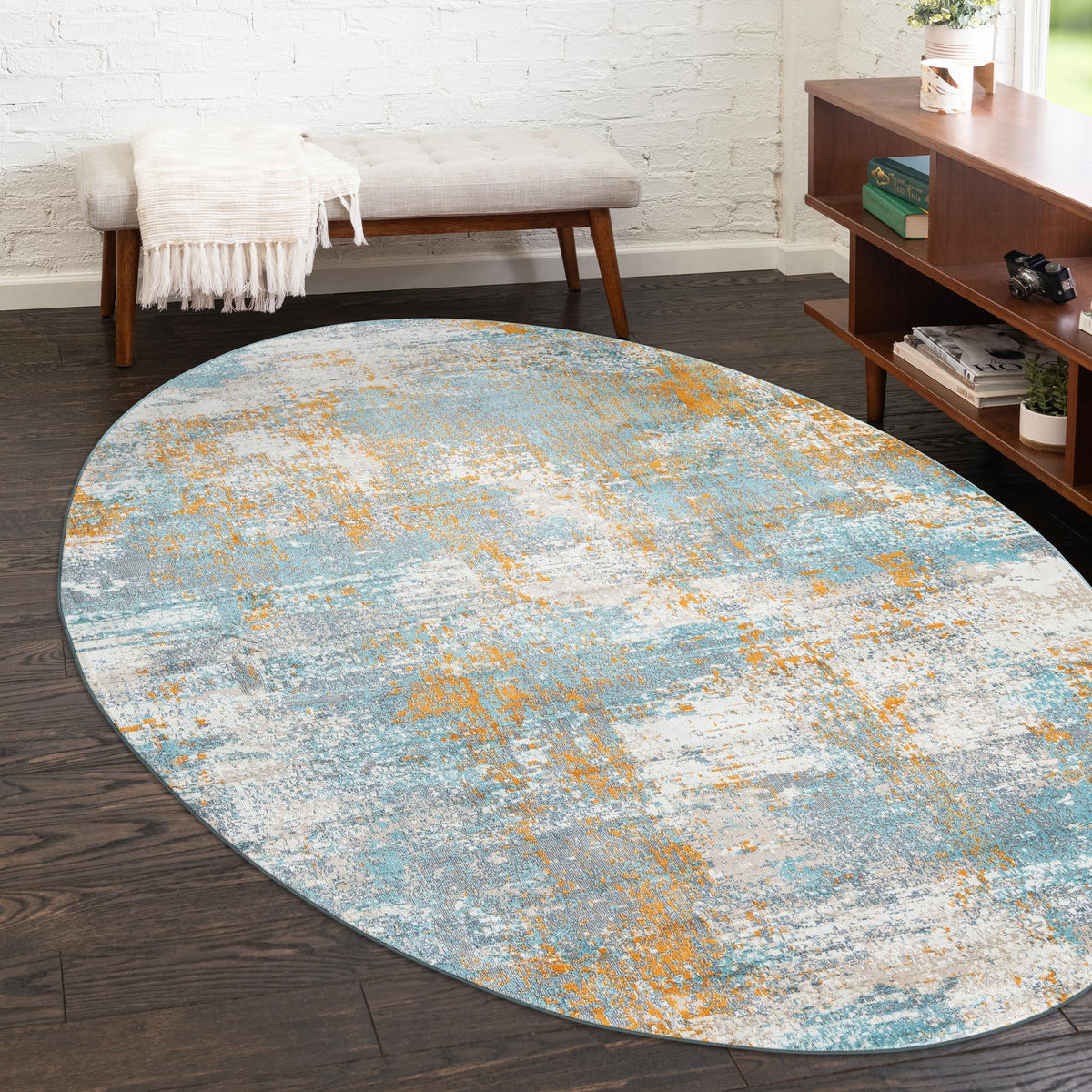 Arcadia Rugs Collection Area Rug -  Nirvana Oval Cream Blue  lifestyle 81