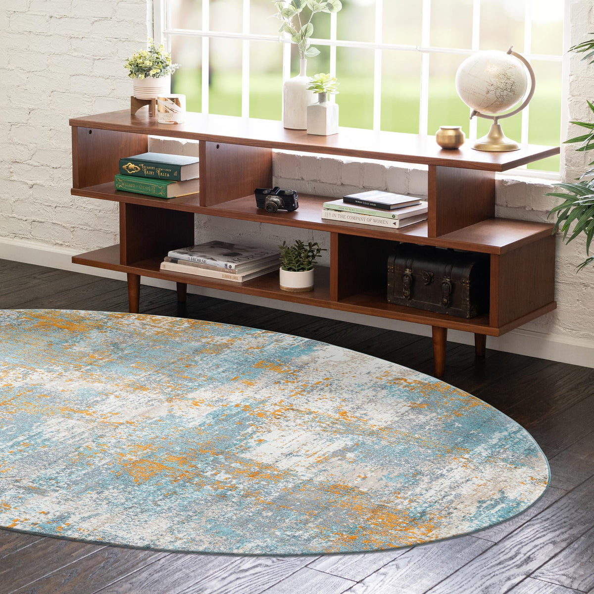 Arcadia Rugs Collection Area Rug -  Nirvana Oval Cream Blue  lifestyle 85