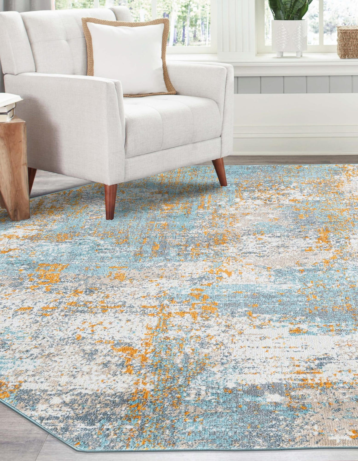 Arcadia Rugs Collection Area Rug -  Nirvana Octagon Cream Blue  lifestyle 28
