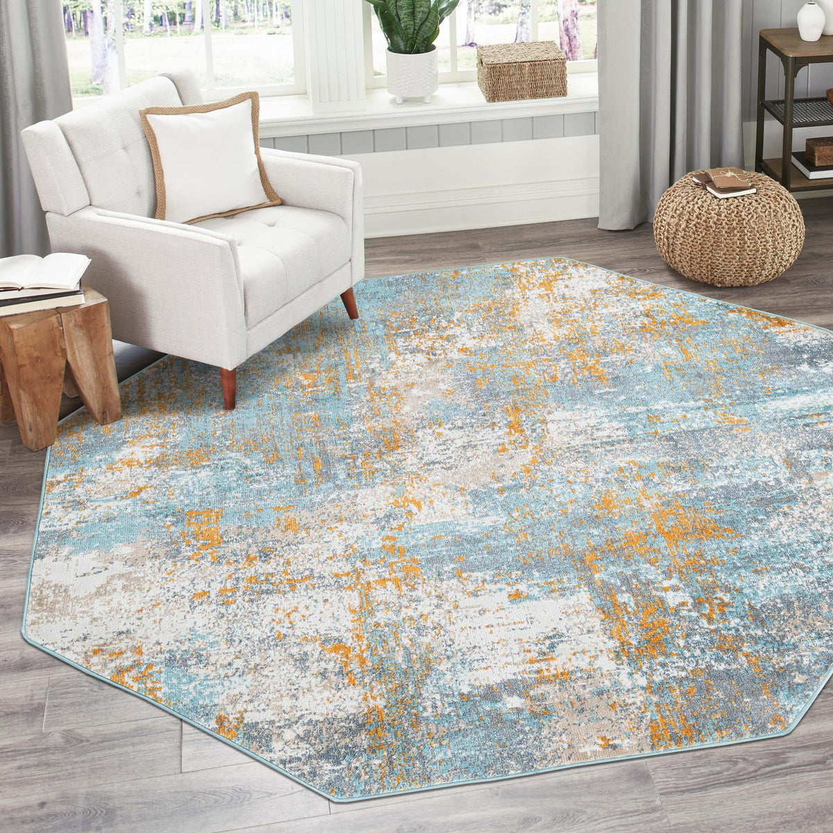 Arcadia Rugs Collection Area Rug -  Nirvana Octagon Cream Blue  lifestyle 82