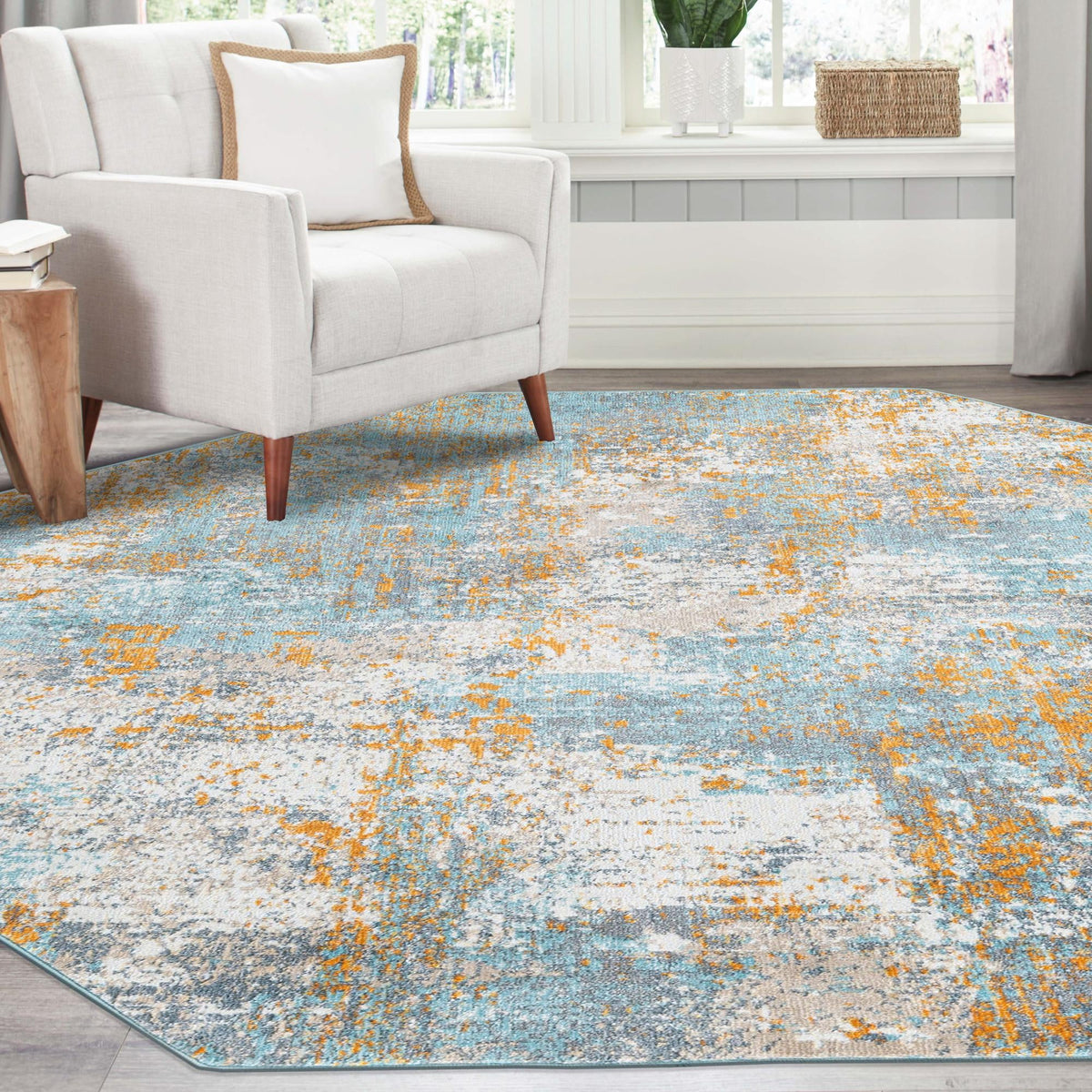 Arcadia Rugs Collection Area Rug -  Nirvana Octagon Cream Blue  lifestyle 86