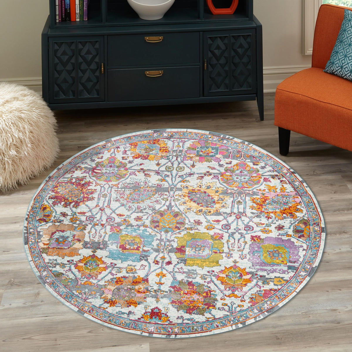 Arcadia Rugs Collection Area Rug -  Elysium Round Multi  lifestyle 83