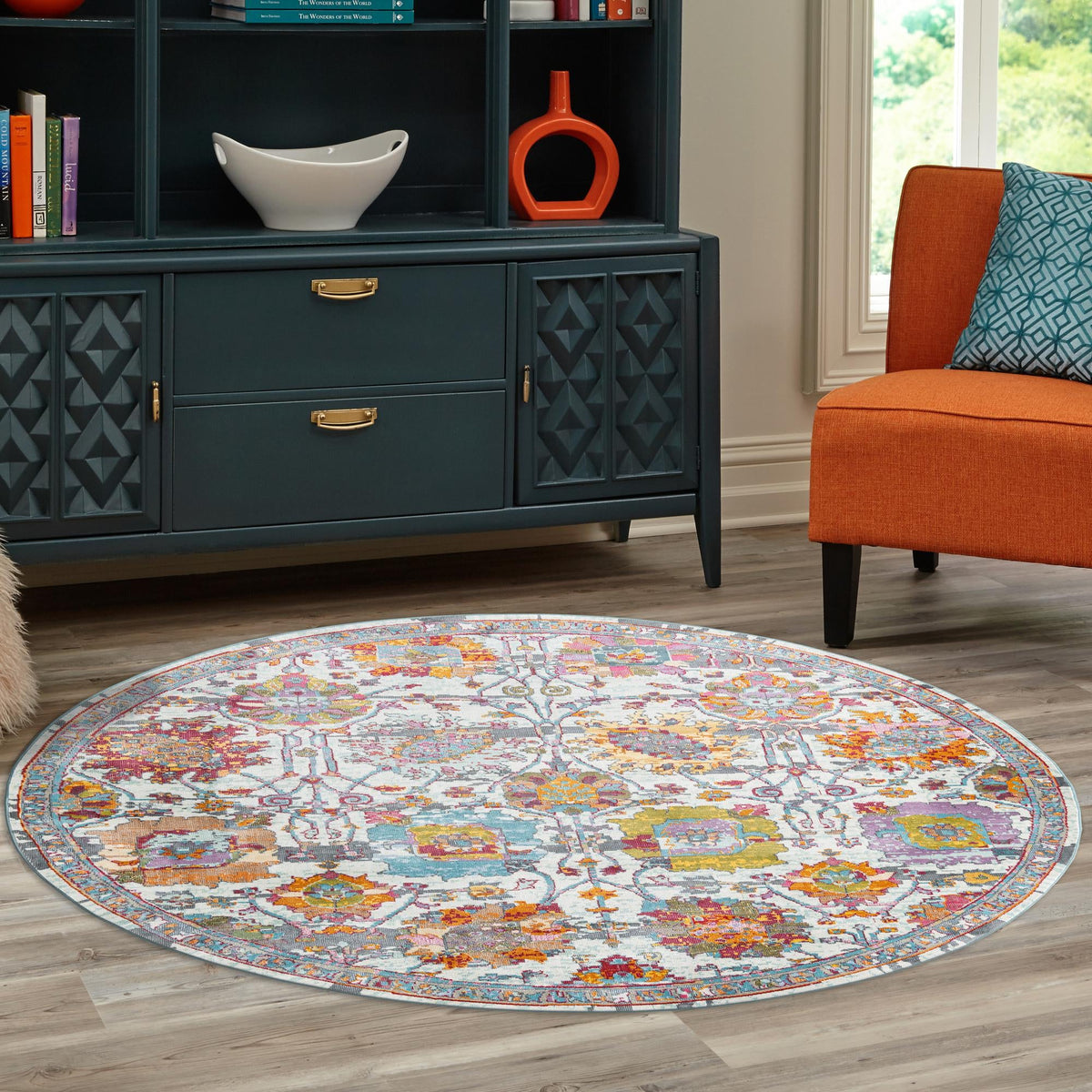Arcadia Rugs Collection Area Rug -  Elysium Round Multi  lifestyle 87