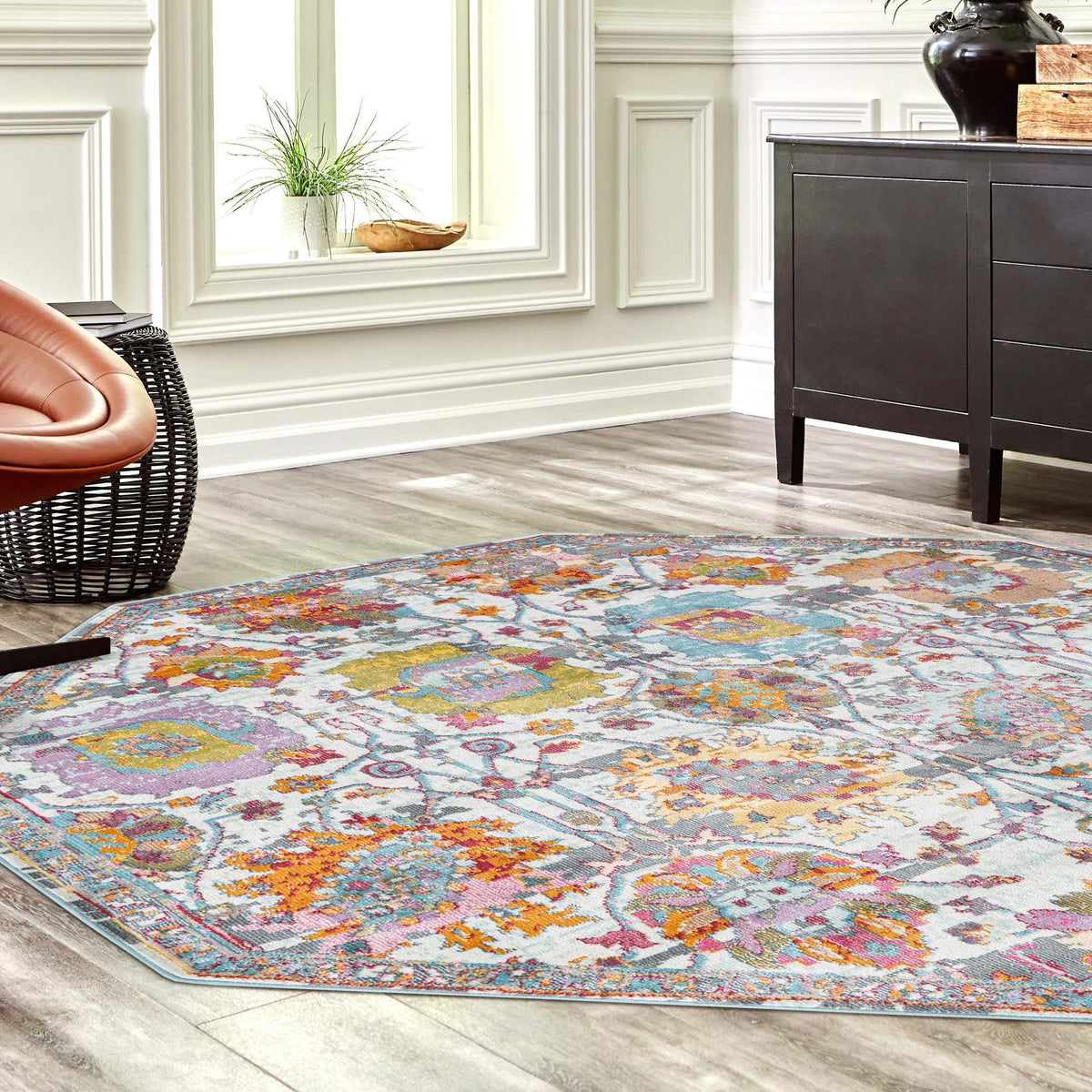 Arcadia Rugs Collection Area Rug -  Elysium Octagon Multi  lifestyle 90