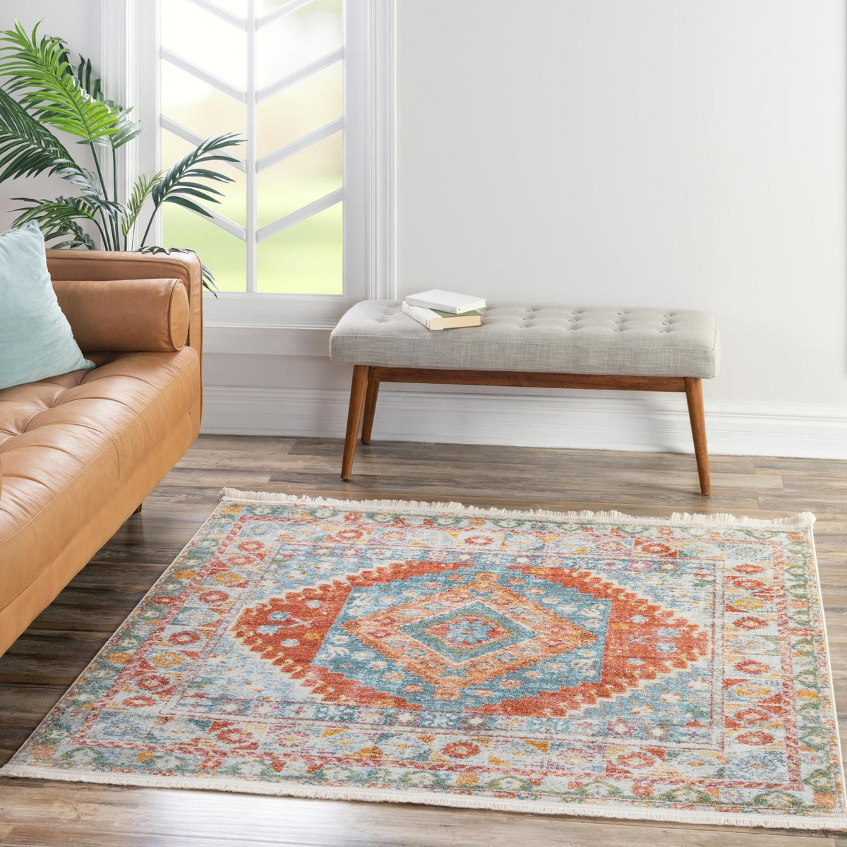 Arcadia Rugs Collection Area Rug -  Xanadu Square Salmon  lifestyle 86