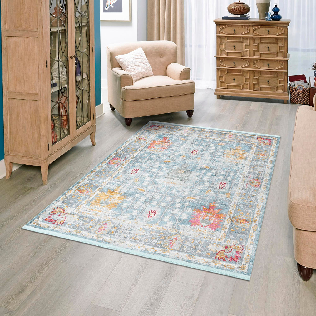 Arcadia Rugs Collection Area Rug -  Olympus Rectangle Blue  lifestyle 28