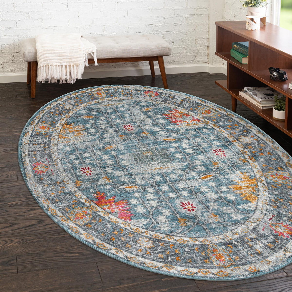 Arcadia Rugs Collection Area Rug -  Olympus Oval Blue  lifestyle 127