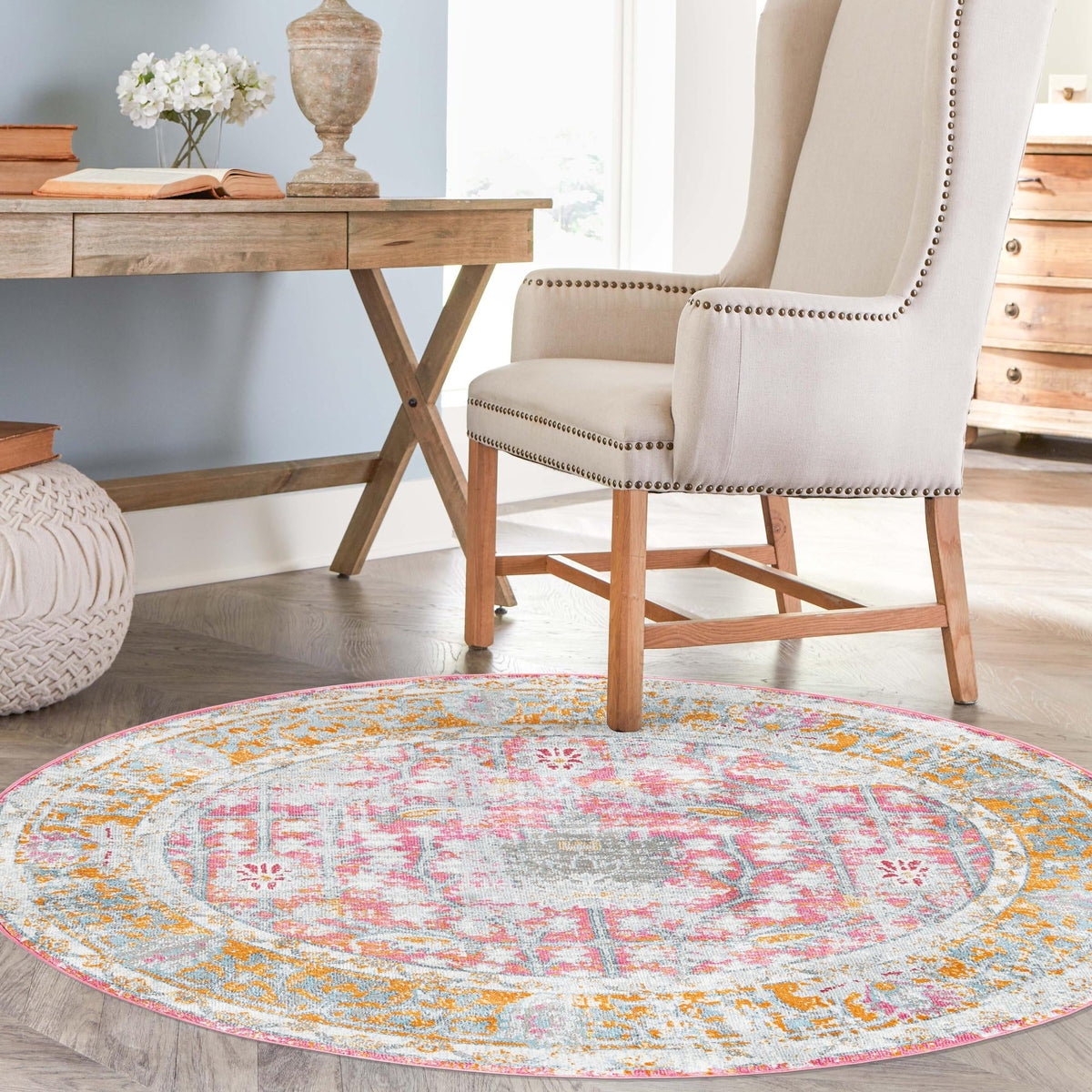 Arcadia Rugs Collection Area Rug -  Olympus Round Pink  lifestyle 133