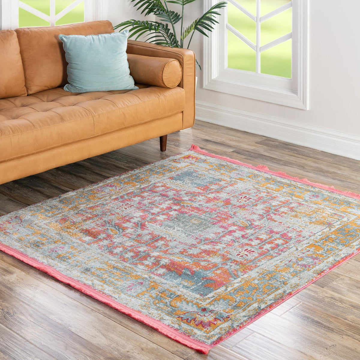 Arcadia Rugs Collection Area Rug -  Olympus Square Pink  lifestyle 78