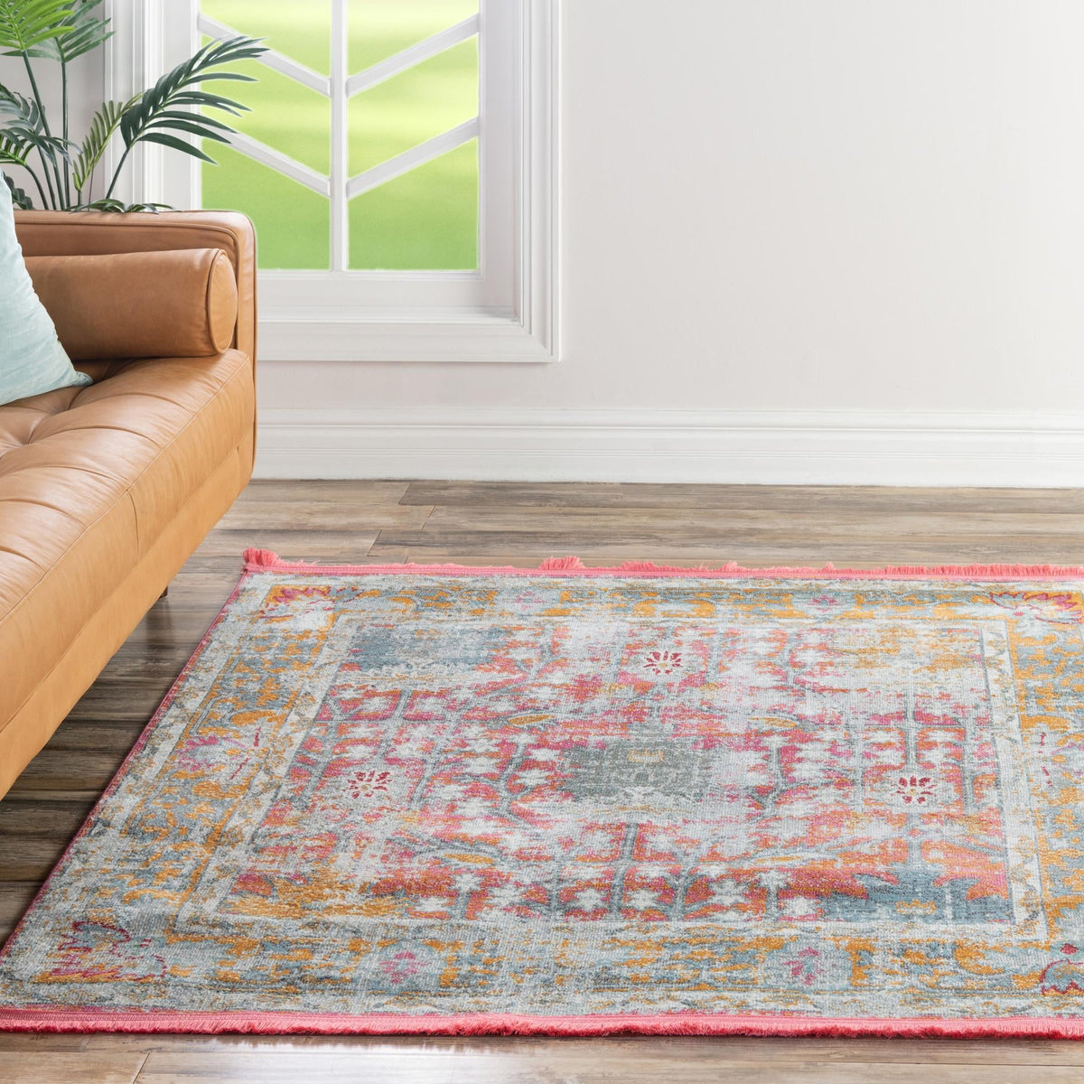 Arcadia Rugs Collection Area Rug -  Olympus Square Pink  lifestyle 85