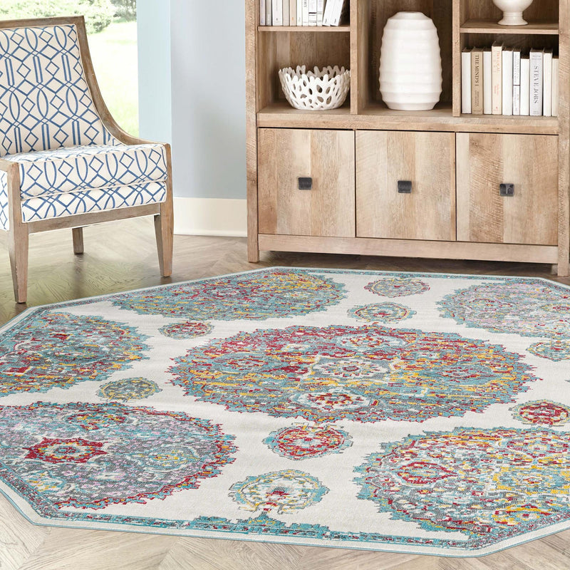 Arcadia Rugs Collection Area Rug -  Atlantis (Cream) Octagon Cream  lifestyle 87
