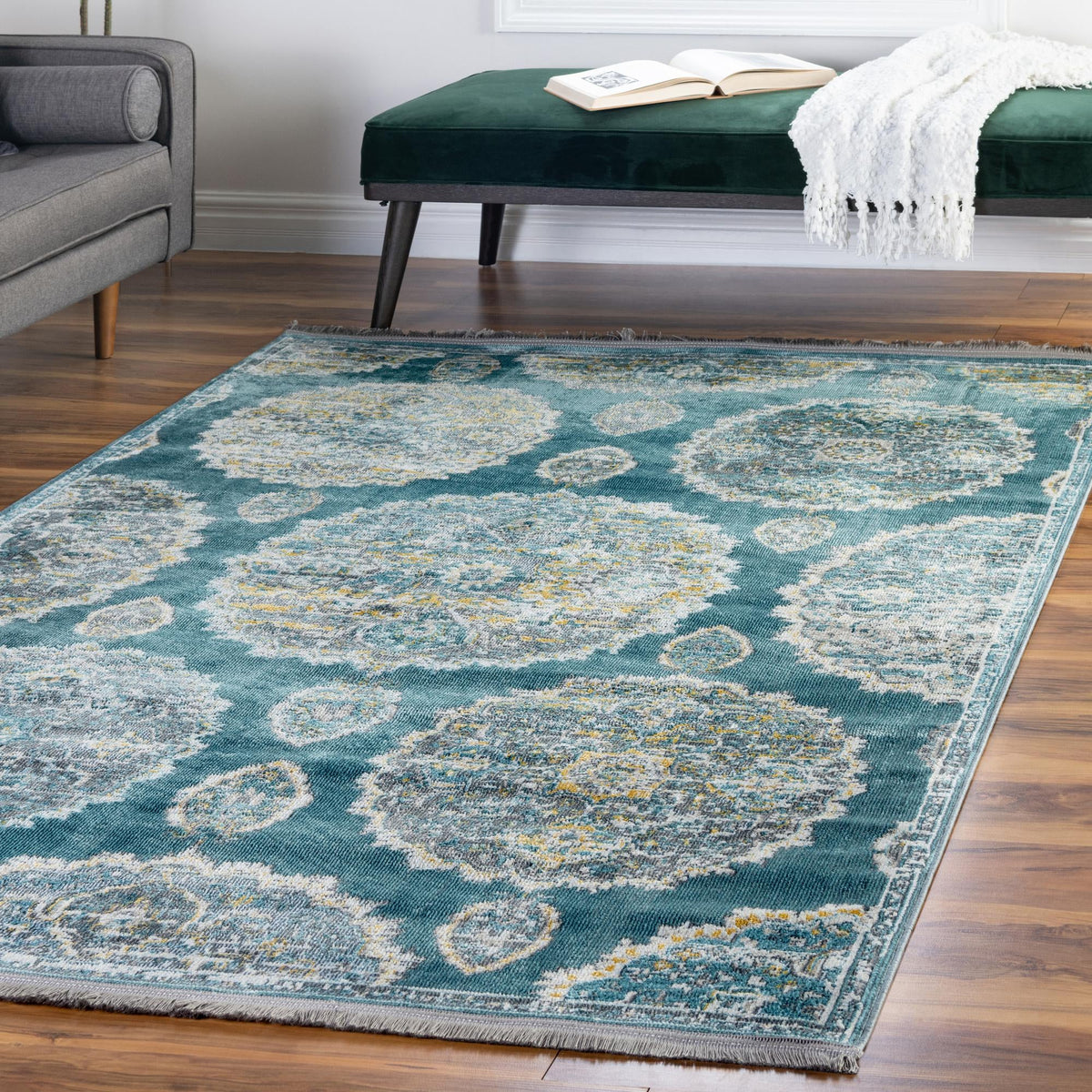 Arcadia Rugs Collection Area Rug -  Atlantis (Gray and Blue) Rectangle Gray and Blue  lifestyle 14