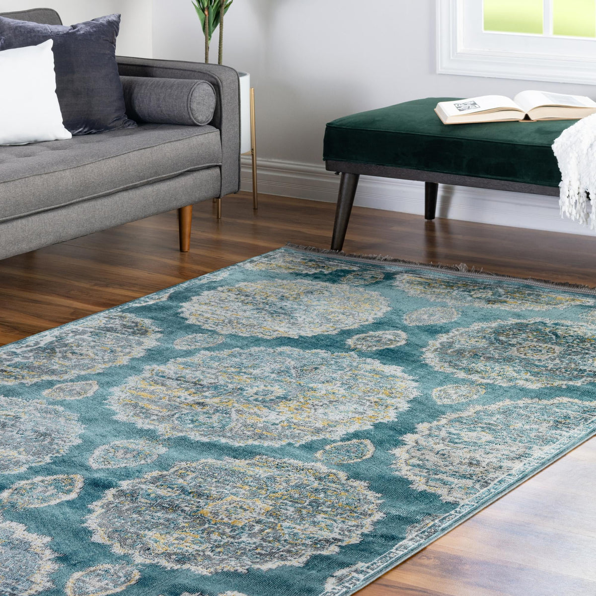 Arcadia Rugs Collection Area Rug -  Atlantis (Gray and Blue) Rectangle Gray and Blue  lifestyle 15
