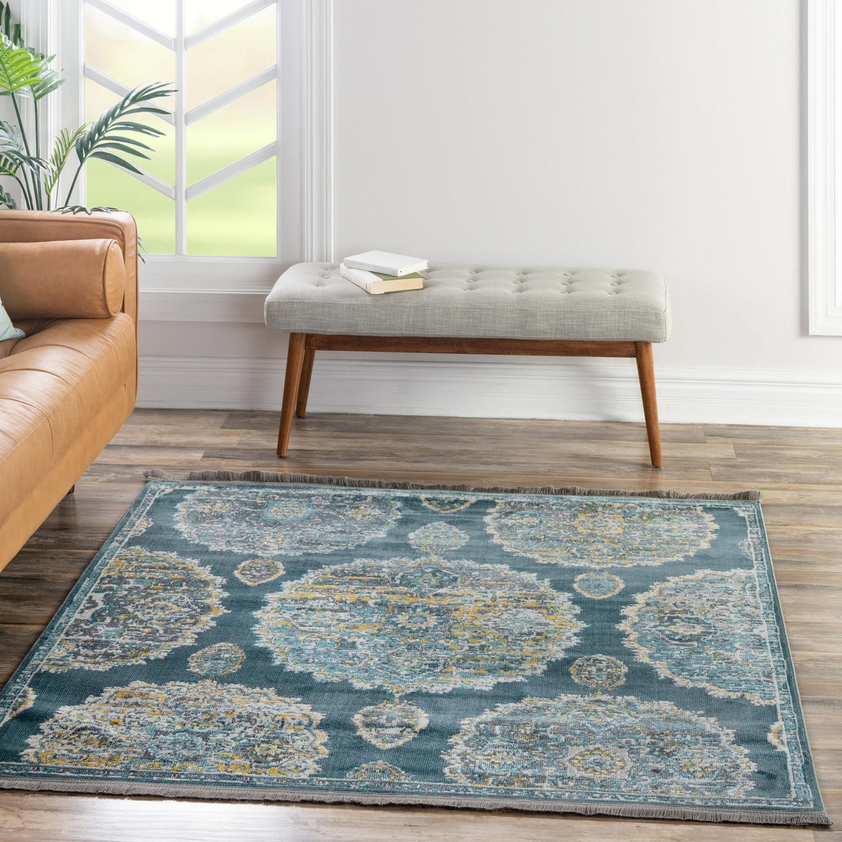 Arcadia Rugs Collection Area Rug -  Atlantis (Gray and Blue) Square Gray and Blue  lifestyle 82