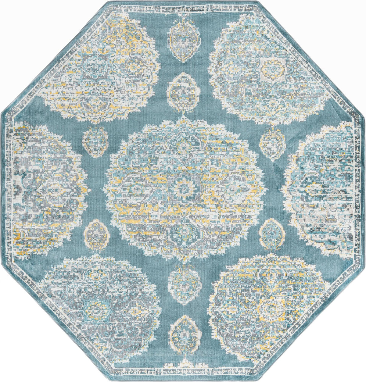 Arcadia Rugs Collection Area Rug -  Atlantis (Gray and Blue) Octagon Gray and Blue  lifestyle 19