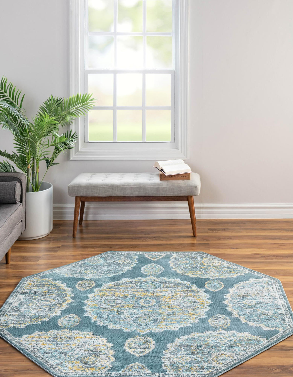 Arcadia Rugs Collection Area Rug -  Atlantis (Gray and Blue) Octagon Gray and Blue  lifestyle 31