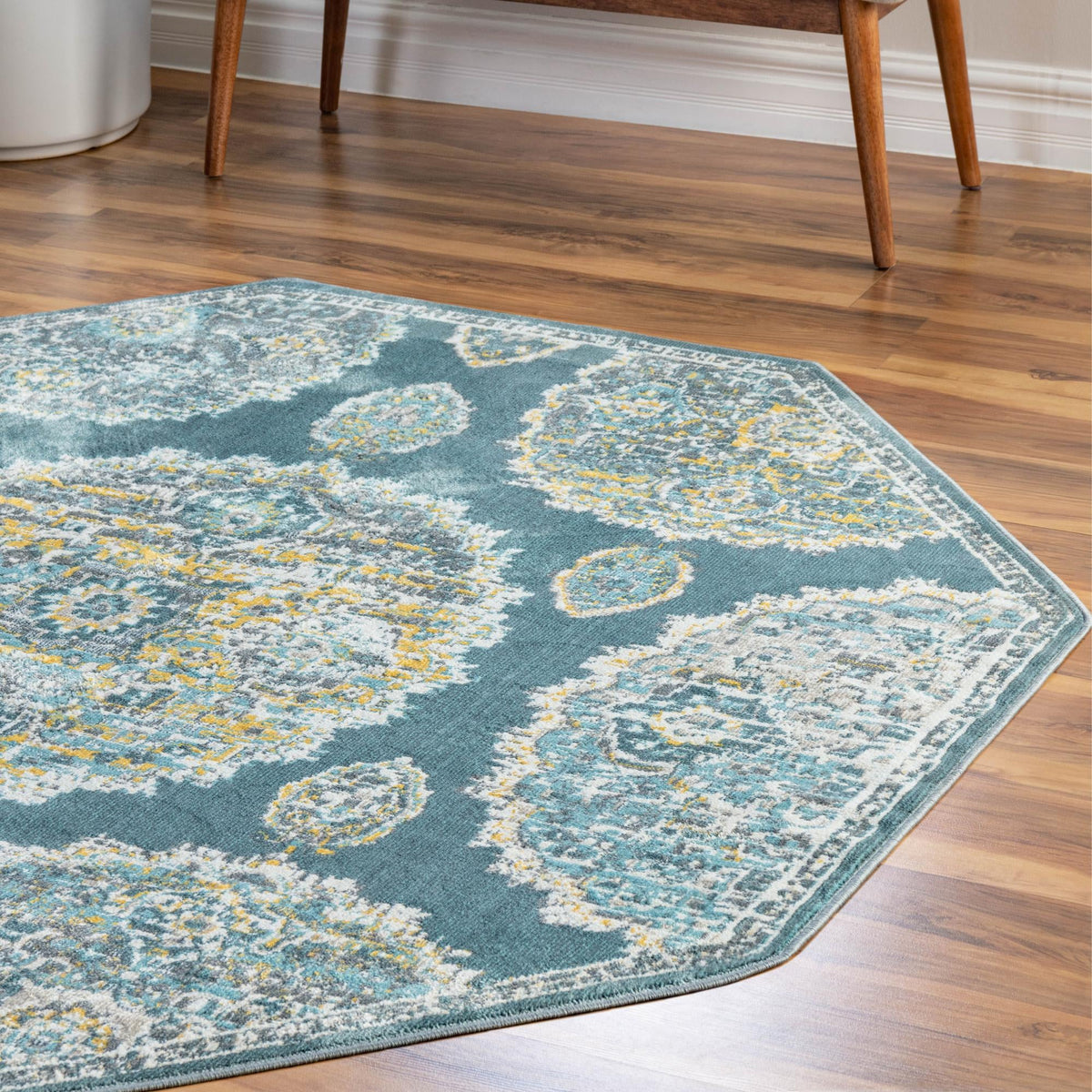Arcadia Rugs Collection Area Rug -  Atlantis (Gray and Blue) Octagon Gray and Blue  lifestyle 89
