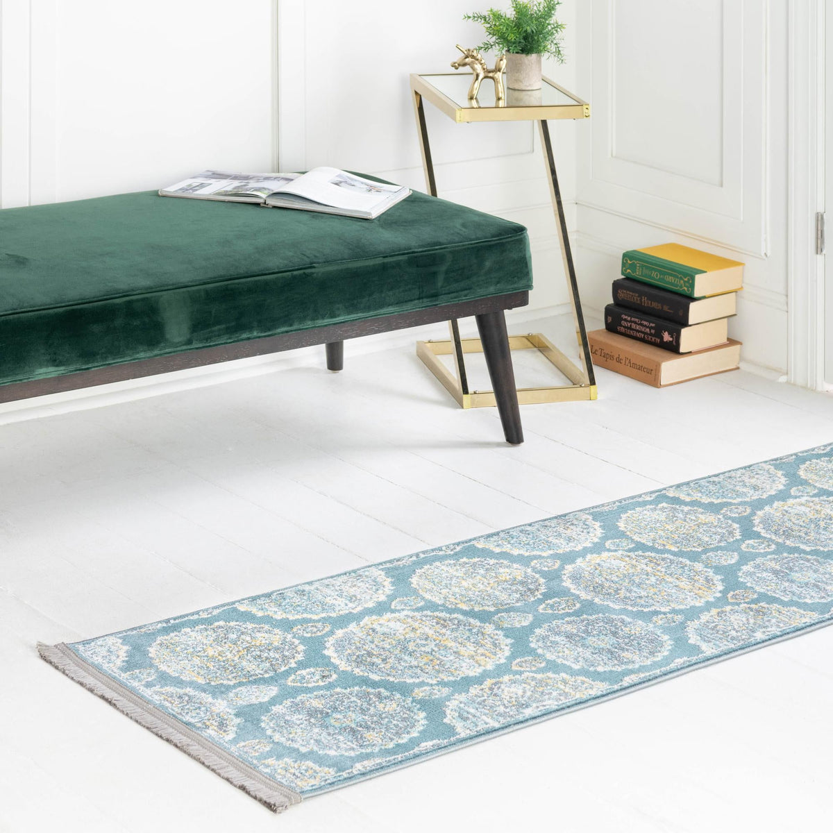 Arcadia Rugs Collection Area Rug -  Atlantis (Gray and Blue) Runner Gray and Blue  lifestyle 90