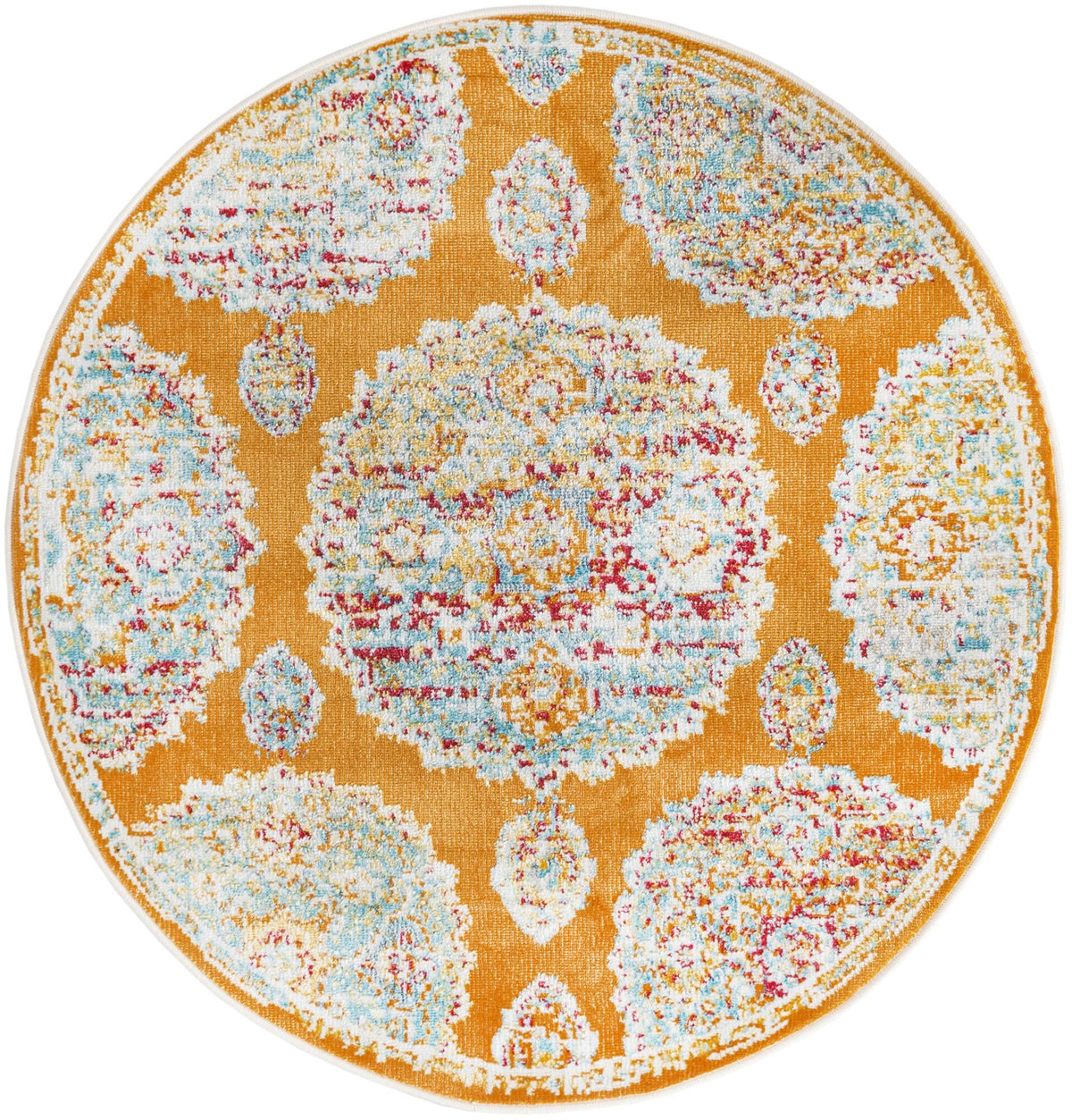 Arcadia Rugs Collection Area Rug -  Atlantis (Orange) Round Orange  lifestyle 15