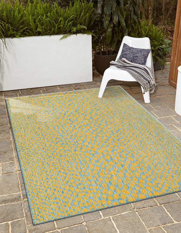 Urban Oasis Rugs Collection Area Rug -  Terrace (Yellow and Aqua) Rectangle Yellow and Aqua  lifestyle 0