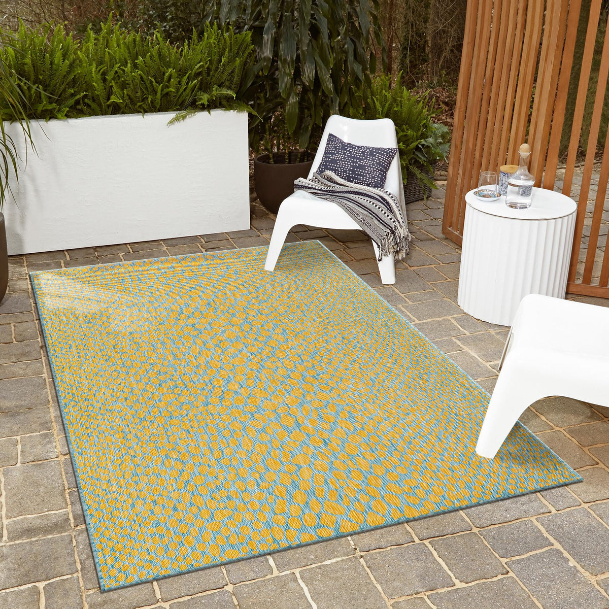 Urban Oasis Rugs Collection Area Rug -  Terrace (Yellow and Aqua) Rectangle Yellow and Aqua  lifestyle 13