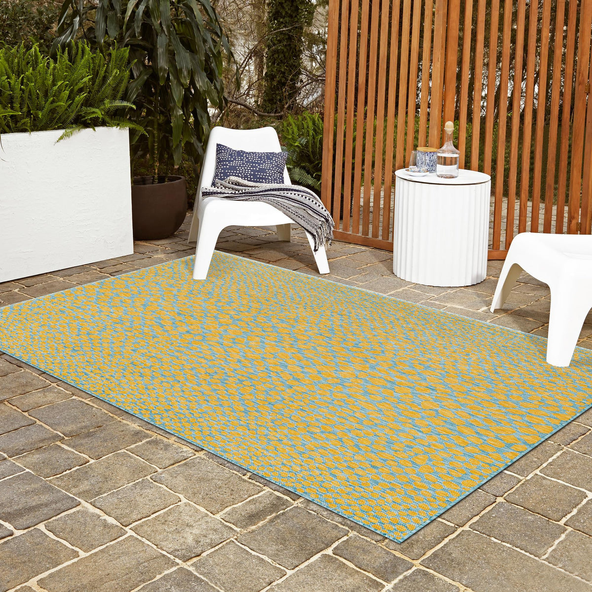 Urban Oasis Rugs Collection Area Rug -  Terrace (Yellow and Aqua) Rectangle Yellow and Aqua  lifestyle 14