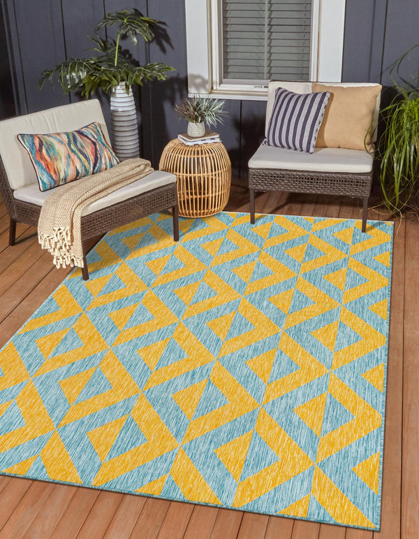 Urban Oasis Rugs Collection Area Rug -  Highrise (Yellow and Aqua) Rectangle Yellow and Aqua  lifestyle 0