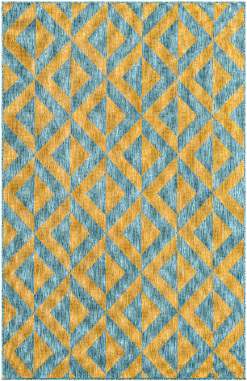 Urban Oasis Rugs Collection Area Rug -  Highrise (Yellow and Aqua) Rectangle Yellow and Aqua Main