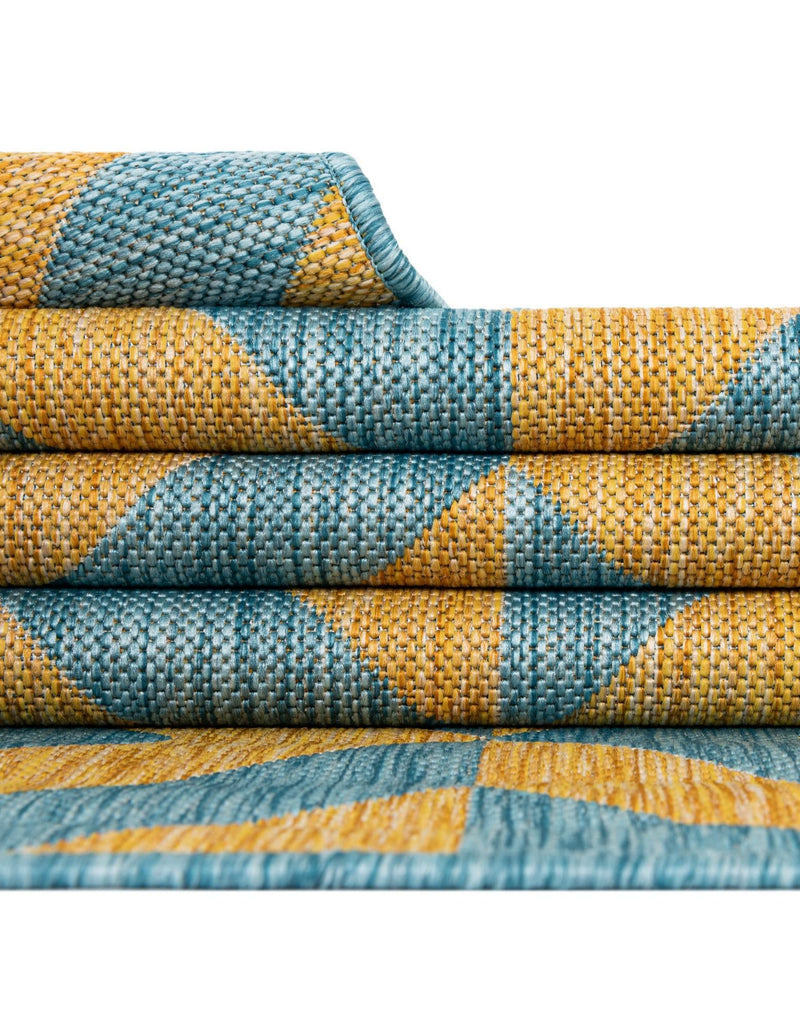 Urban Oasis Rugs Collection Area Rug -  Highrise (Yellow and Aqua) Oval Yellow and Aqua  lifestyle 60