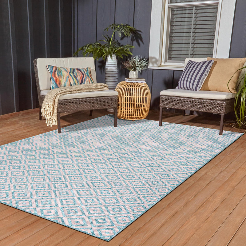 Urban Oasis Rugs Collection Area Rug -  Rooftop (Pink and Aqua) Rectangle Pink and Aqua  lifestyle 14
