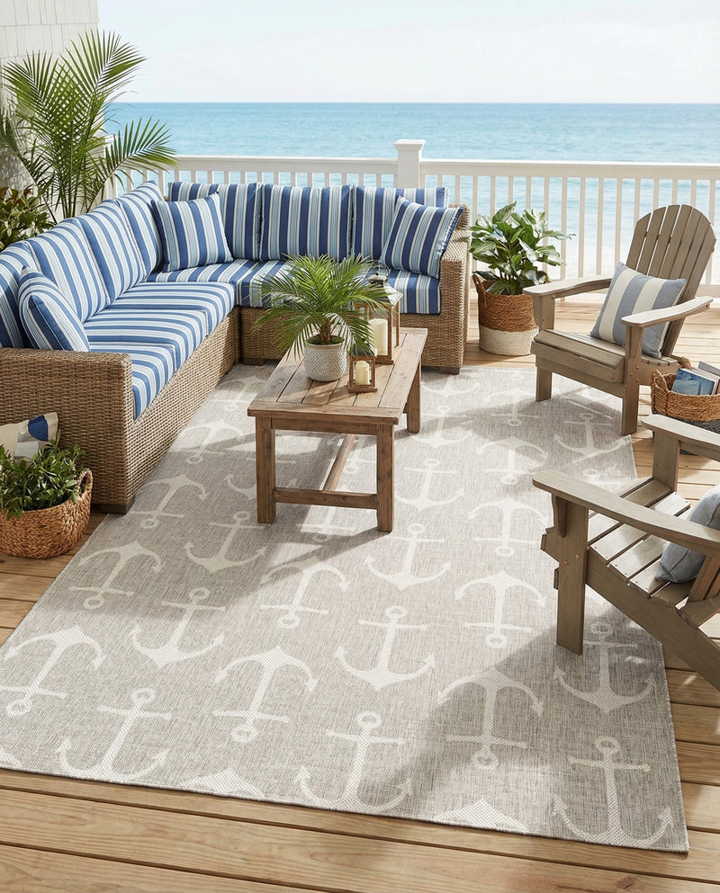 Seaside Haven Rugs Collection Area Rug - Sapphire (Gray) Rectangle Gray  lifestyle 17
