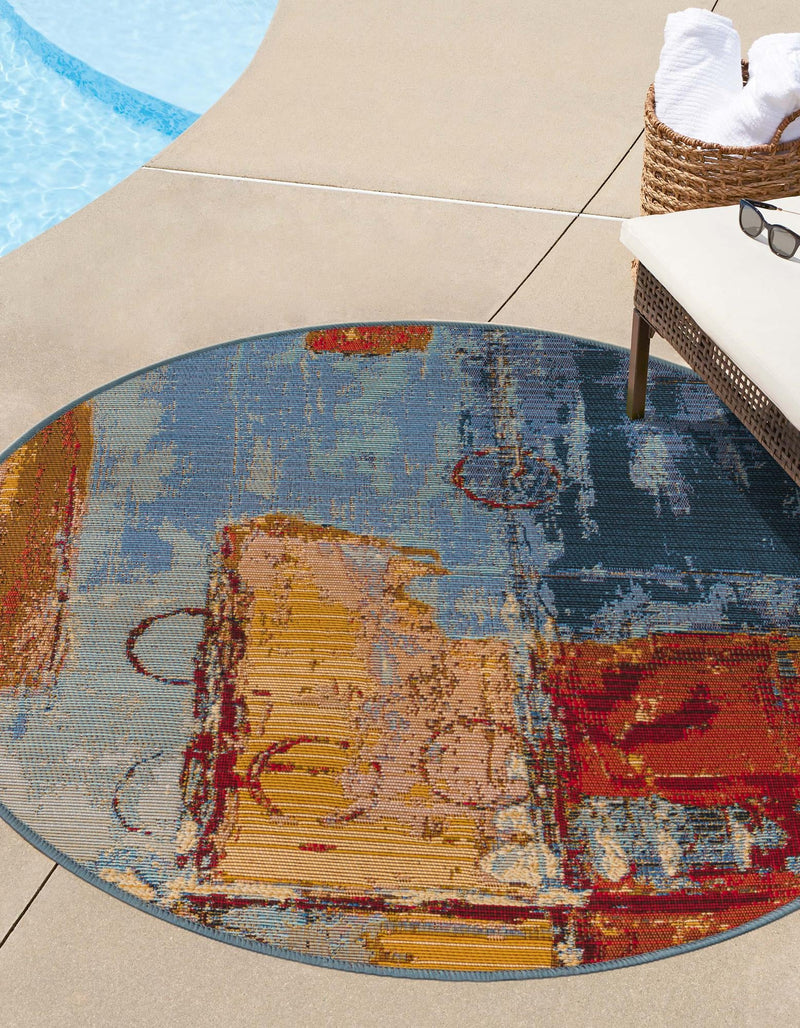 Urban Terrace Collection Area Rug -  Arbour Round Multi  lifestyle 20