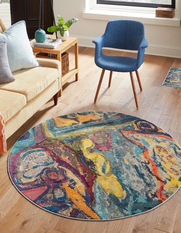 Autumnal Tapestry Collection Area Rug - Harvestville Round Multi  lifestyle 18