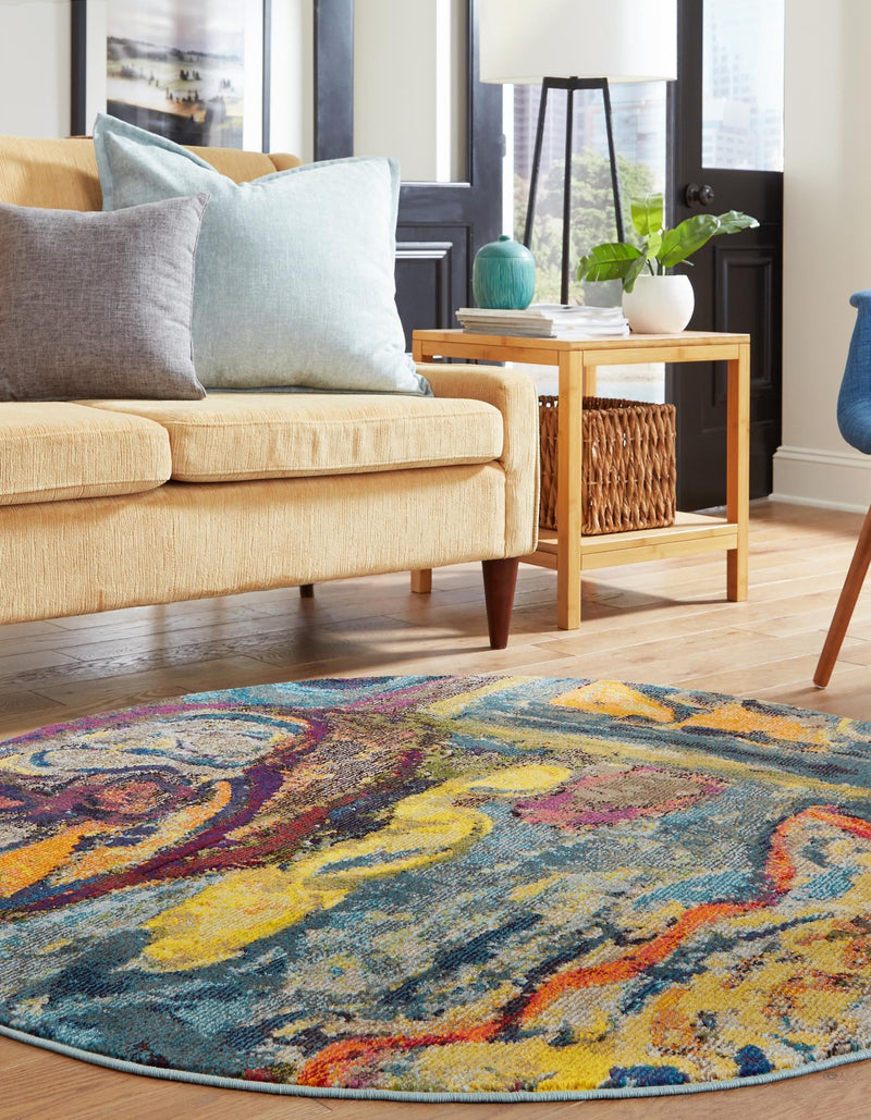 Autumnal Tapestry Collection Area Rug - Harvestville Round Multi  lifestyle 22