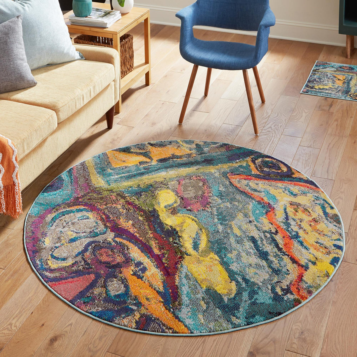 Autumnal Tapestry Collection Area Rug - Harvestville Round Multi  lifestyle 68