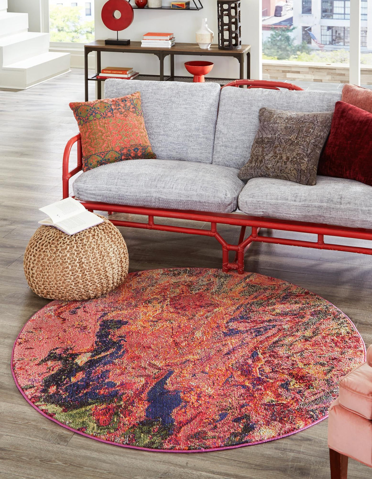 Autumnal Tapestry Collection Area Rug -  Chromaticville Round Multi  lifestyle 34