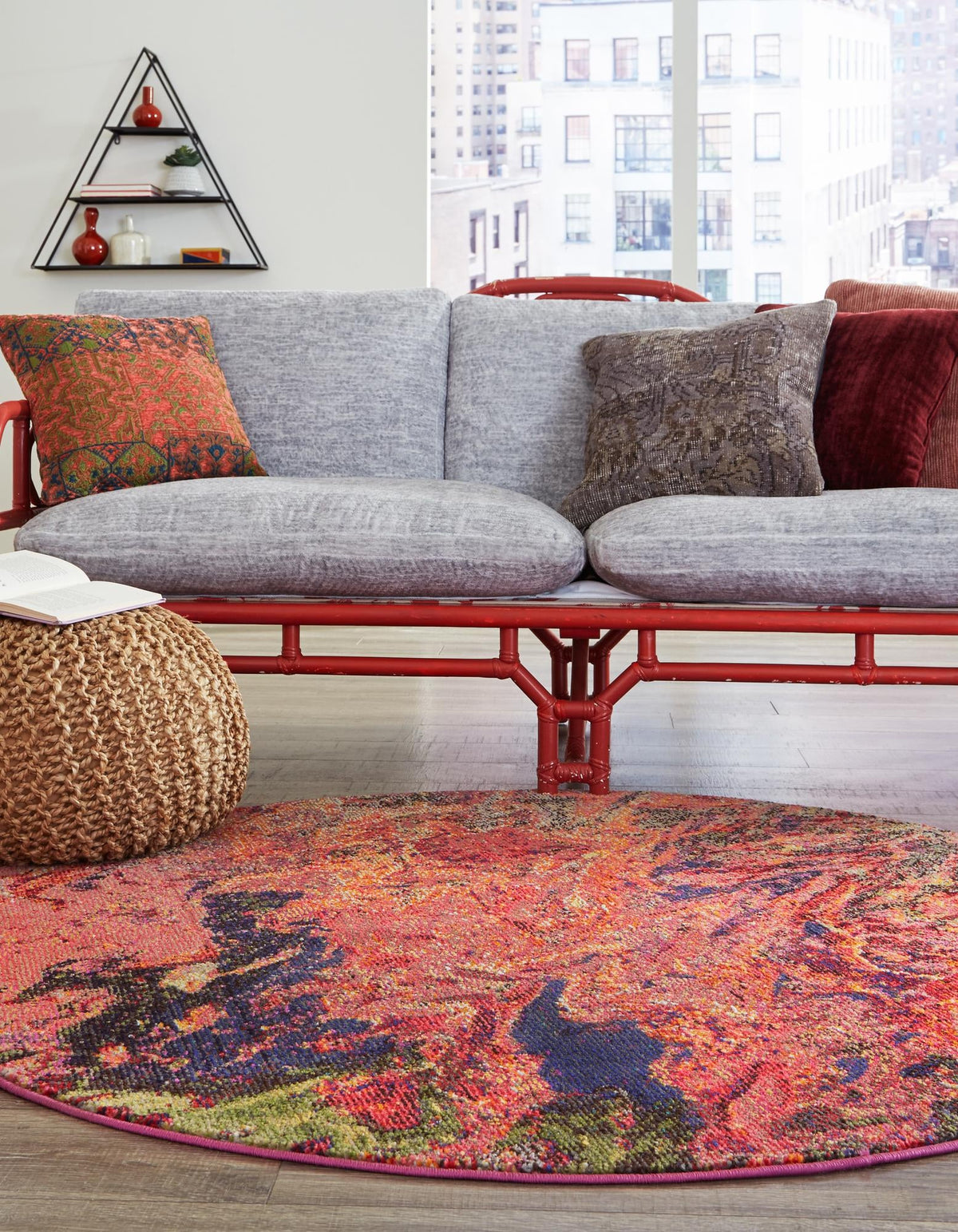 Autumnal Tapestry Collection Area Rug -  Chromaticville Round Multi  lifestyle 53