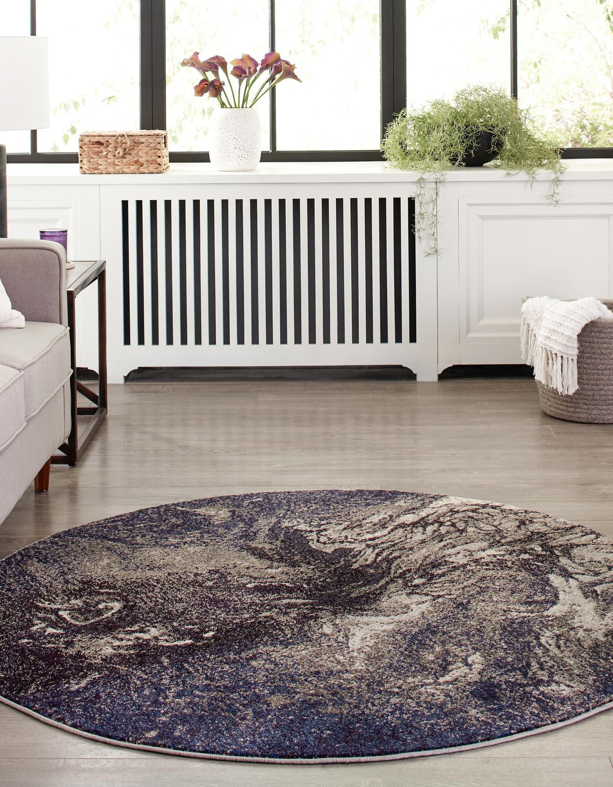 Autumnal Tapestry Collection Area Rug -  Slateville Round Gray  lifestyle 56