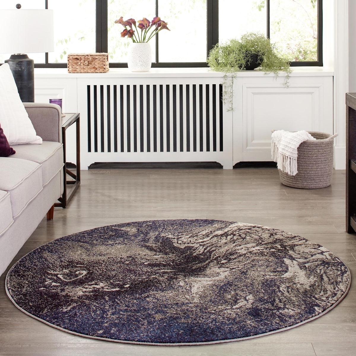 Autumnal Tapestry Collection Area Rug -  Slateville Round Gray  lifestyle 44
