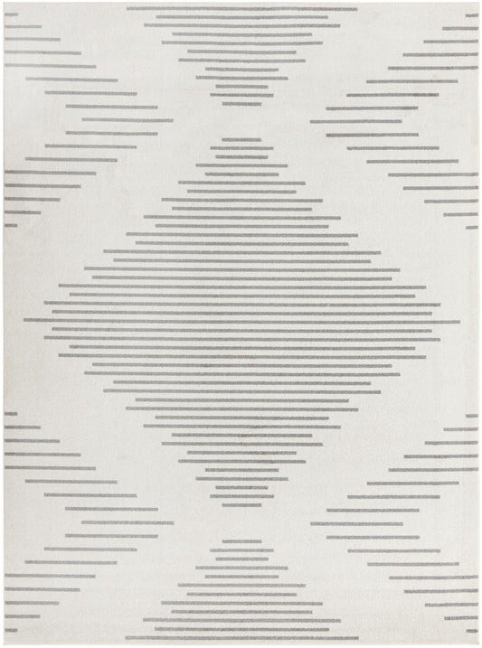 Seychelles Stripes Collection Area Rug - Mahe (Ivory and Gray) Rectangle Ivory and Gray Main